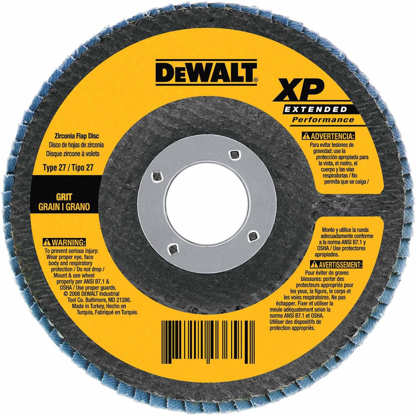 DEWALT (DW8359) 4-1/2-Inch by 5/8-Inch-11 Hub 120G Type 27 HP Flap Disc - Image 2