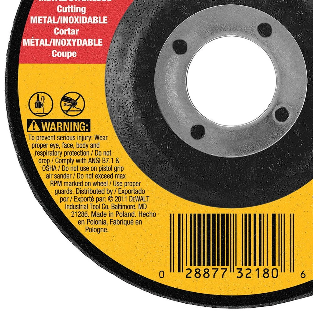 DEWALT DW8425 Type 27 Depressed Center Wheels 5" X .045" X 7/8" Thin Cutting Wheel - Image 2