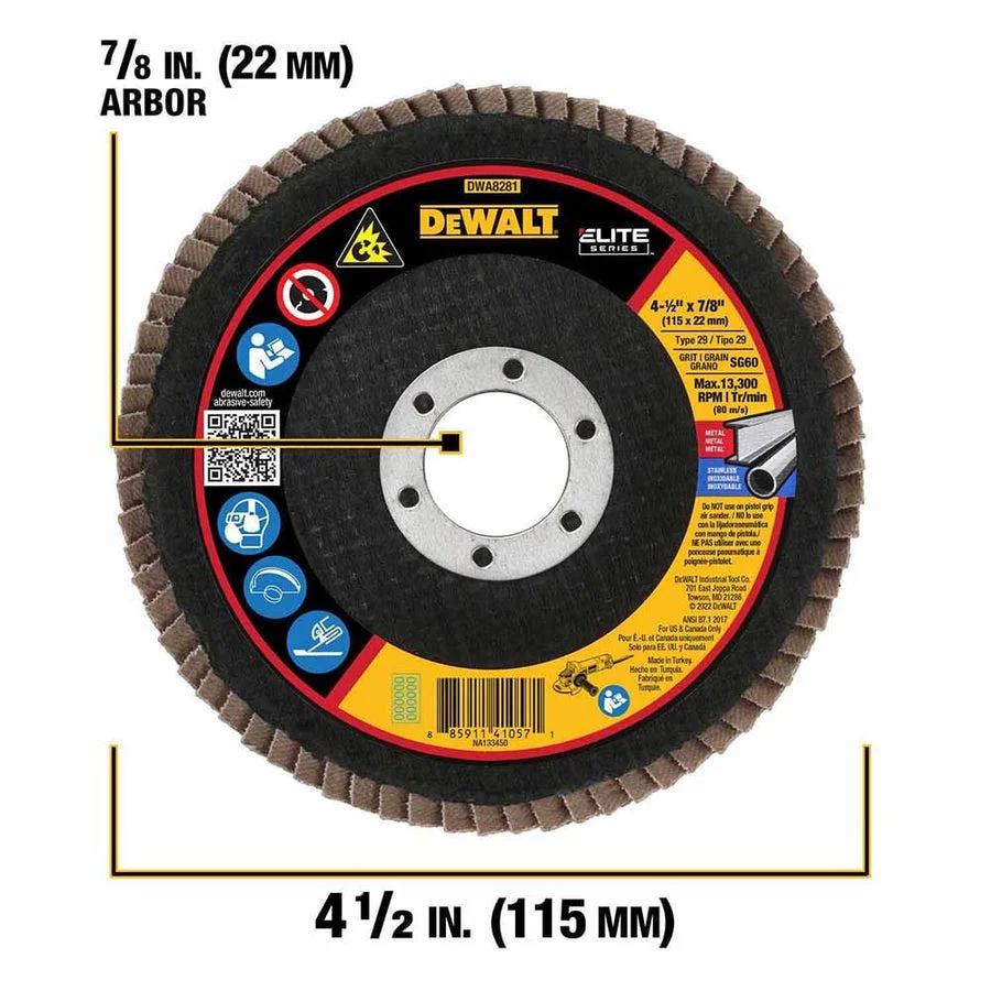 DEWALT DWA8281 60G T29 XP Ceramic Flap Disc, 4-1/2" x 7/8" - Image 2