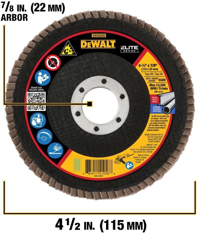 DEWALT DWA8282 80G T29 XP Ceramic Flap Disc, 4-1/2" x 7/8" - Image 2