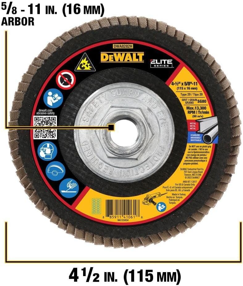 DEWALT DWA8282H 80G T29 XP Ceramic Flap Disc, 4-1/2" x 5/8" Hub - Image 3