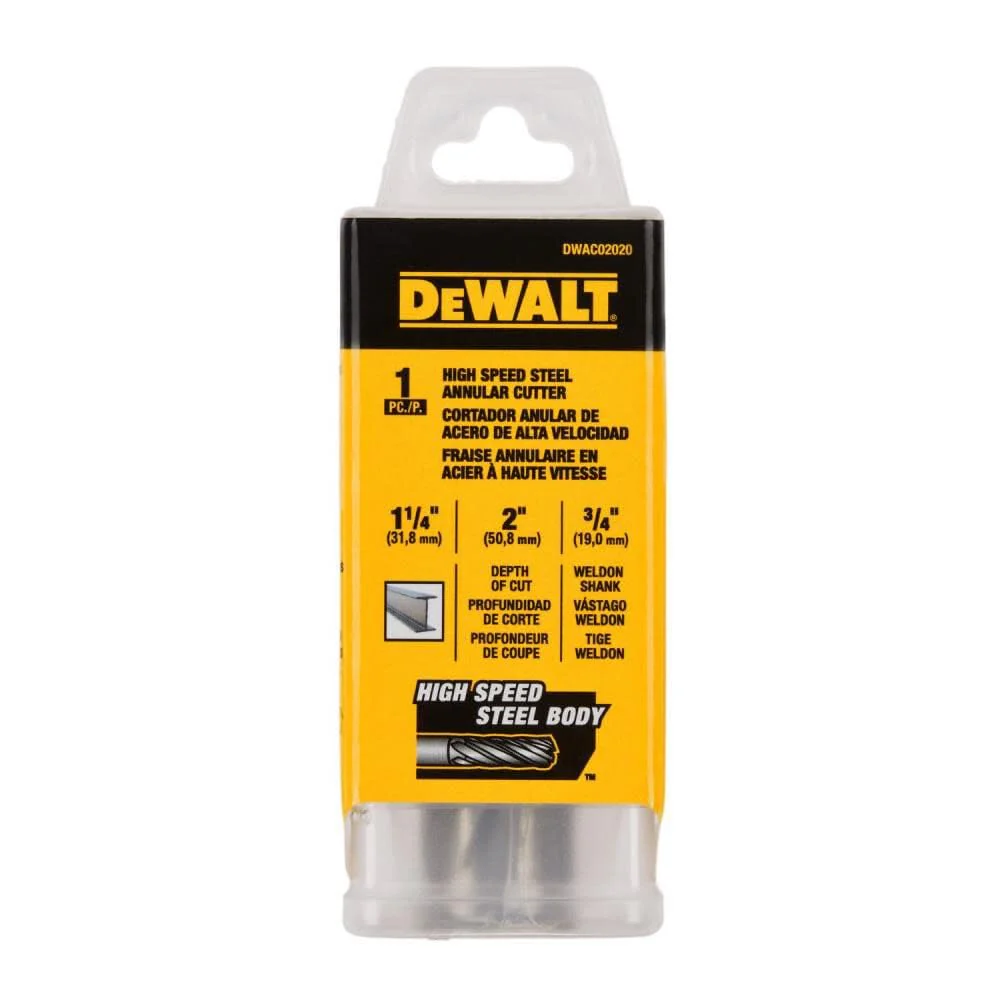 DEWALT DWAC02020 Annular Cutter 1 1/4in X 2in HSS 3/4in Weldon - Image 3