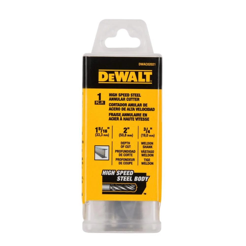 DEWALT DWAC02021 Annular Cutter 1 5/16in X 2in HSS 3/4in Weldon - Image 3