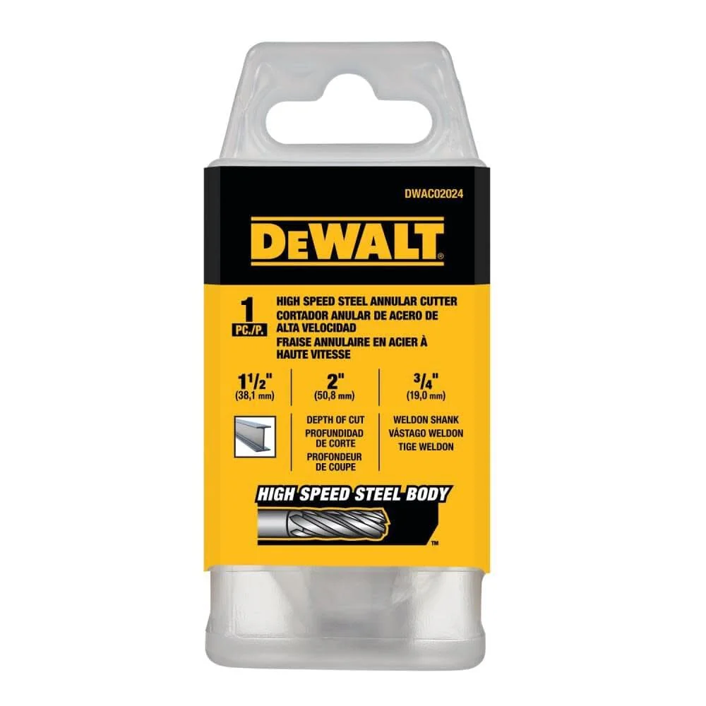 DEWALT DWAC02024 Annular Cutter 1 1/2in X 2in HSS 3/4in Weldon - Image 3