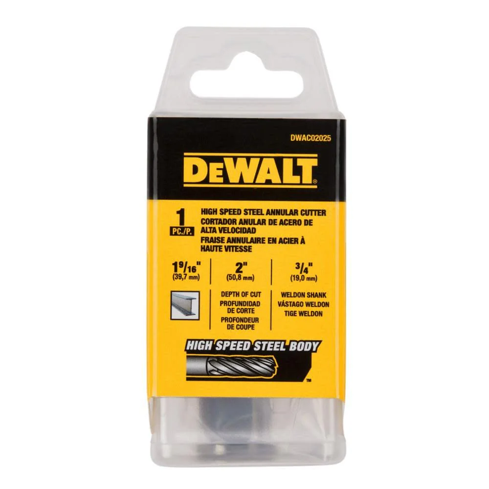 DEWALT DWAC02025 Annular Cutter 1 9/16in X 2in HSS 3/4in Weldon - Image 3