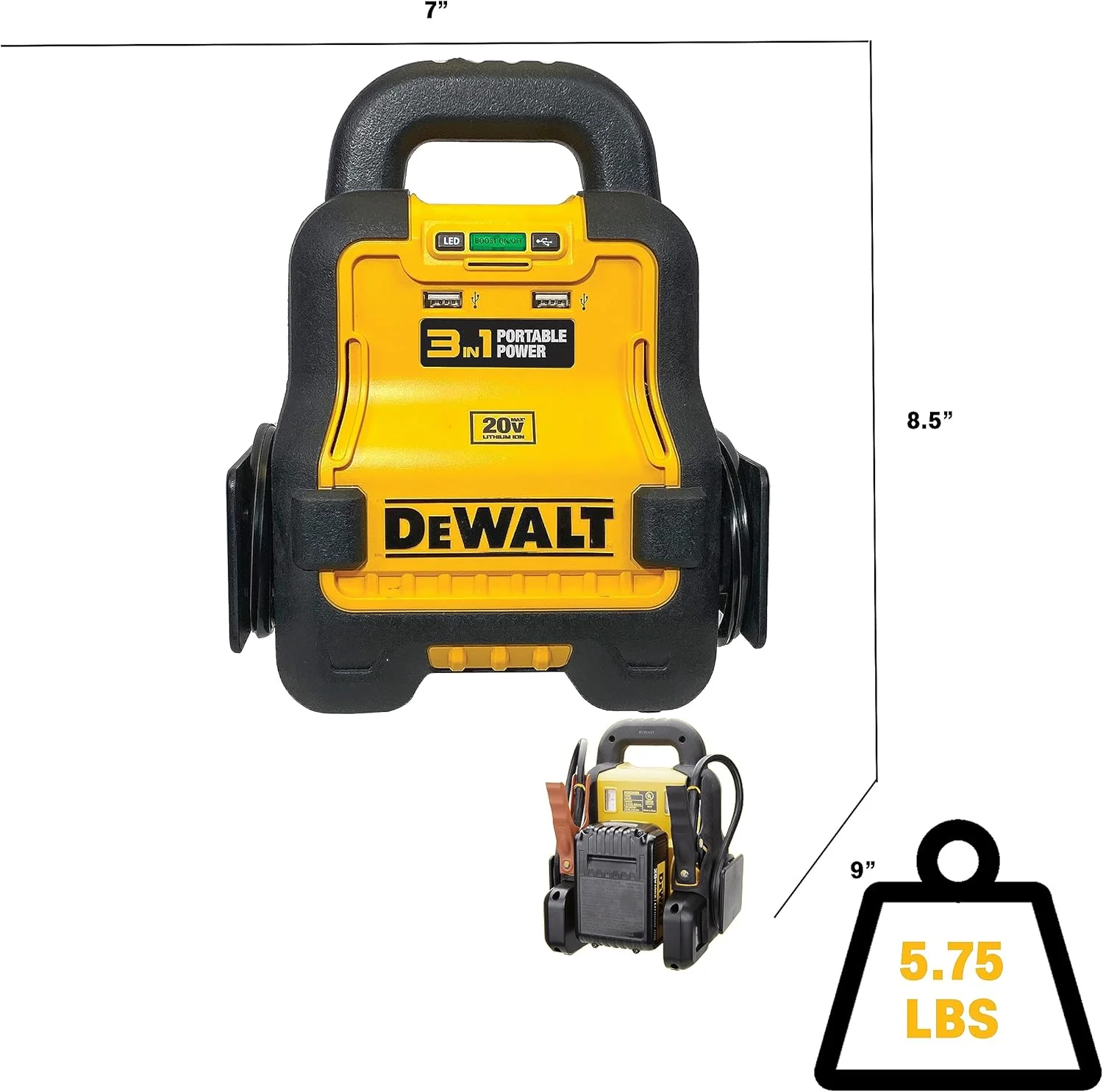 DEWALT DXAE20VBBK Battery Booster with 20V XR 5 AH Lithium-Ion Battery and DCB115 Battery Charger - Image 3