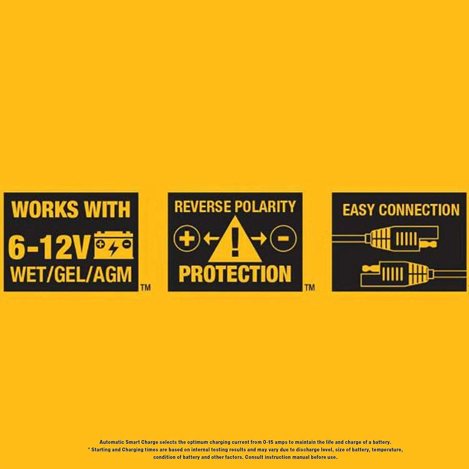DeWalt DXAEC2 Professional 2 Amp Automotive Battery Charger and Maintainer, Yellow - Image 6