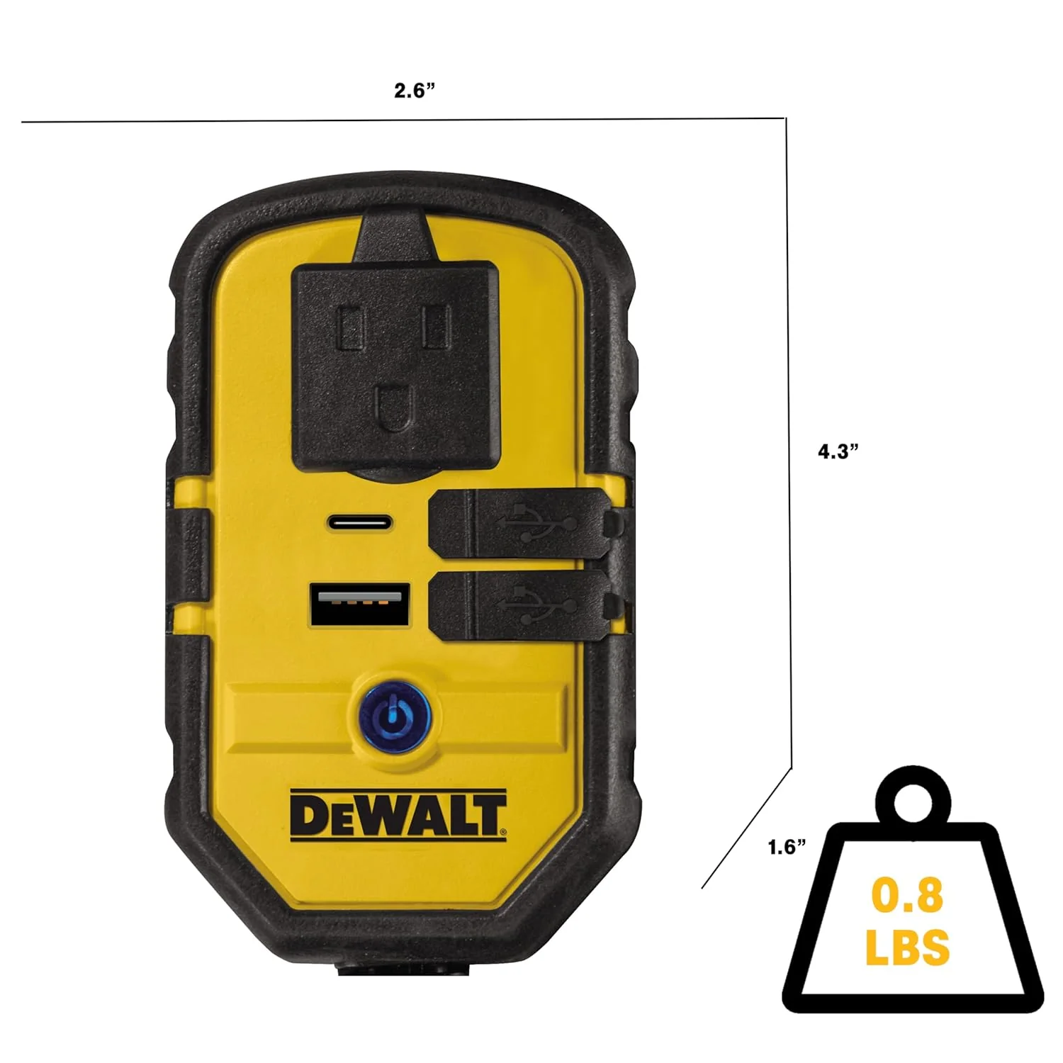 DEWALT DXAEPI140 Power Inverter 140W Car Converter: 12V DC to 120V AC Power Outlet with 25W USB Type C and 15W USB Type A Ports - Image 4