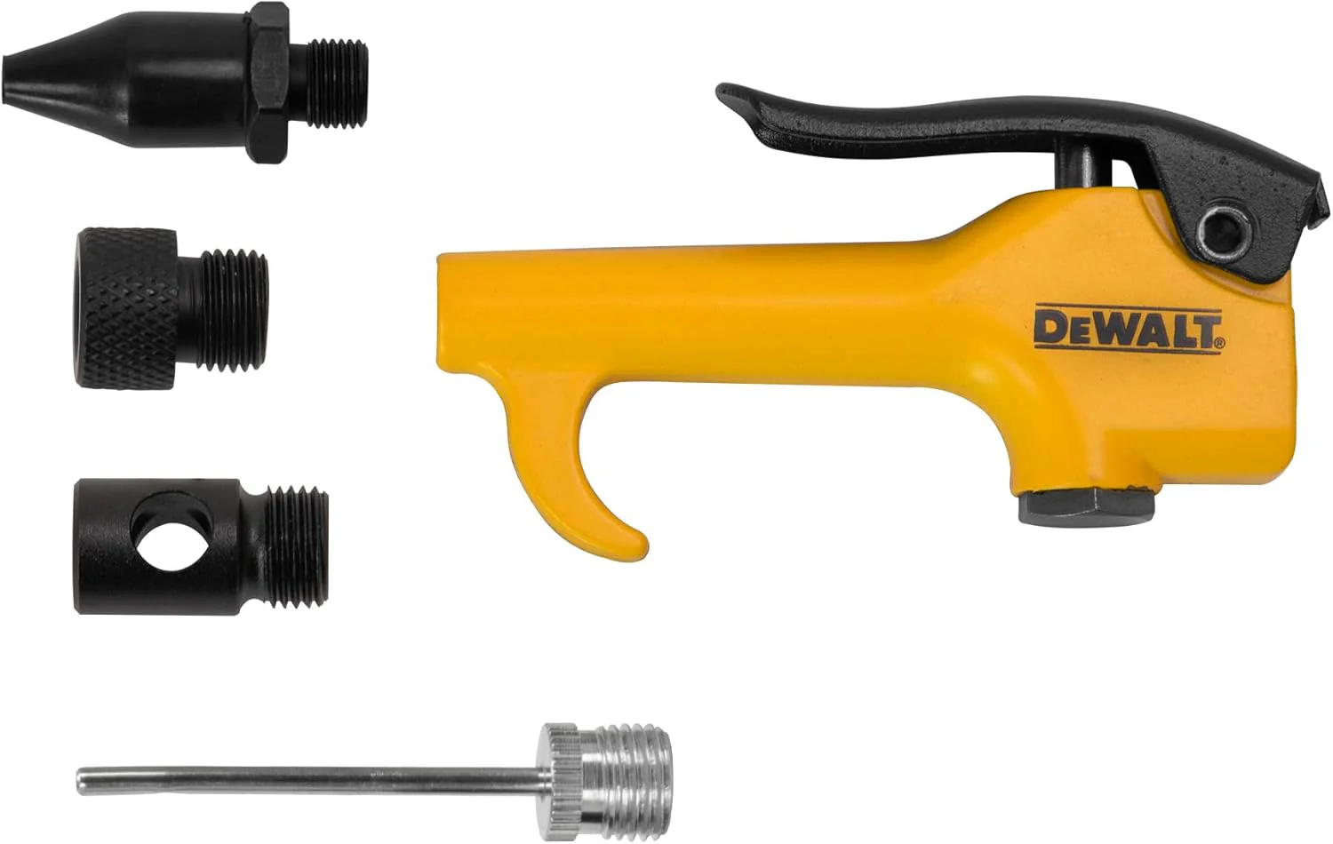 DEWALT 5pc Hand Held Air Gun Kit with Venturi Tip, Rubber Tip, Adaptor, & Needle Inflation Tip - DXCM035-0036 - Image 2