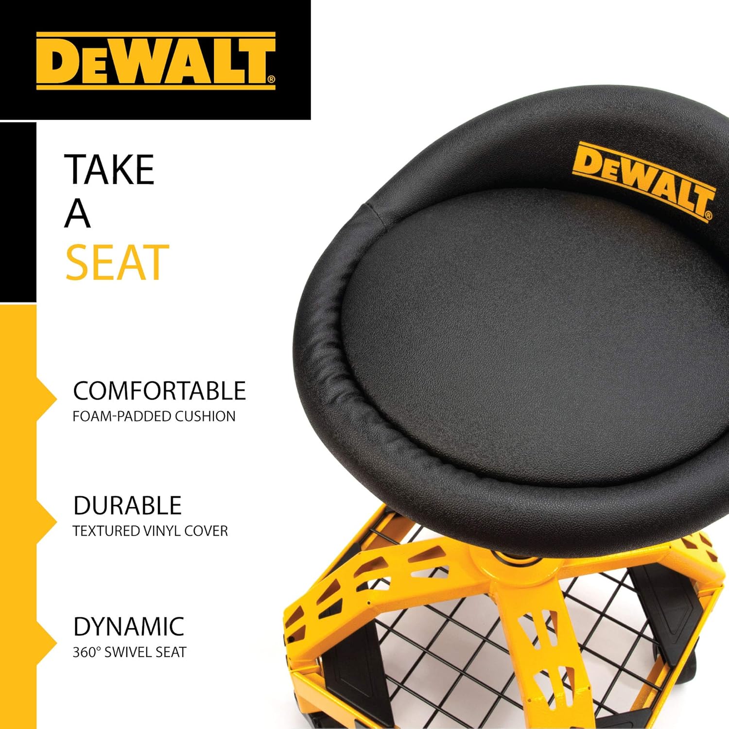 DEWALT DXSTAH025 Adjustable Shop Stool With Casters - Image 4