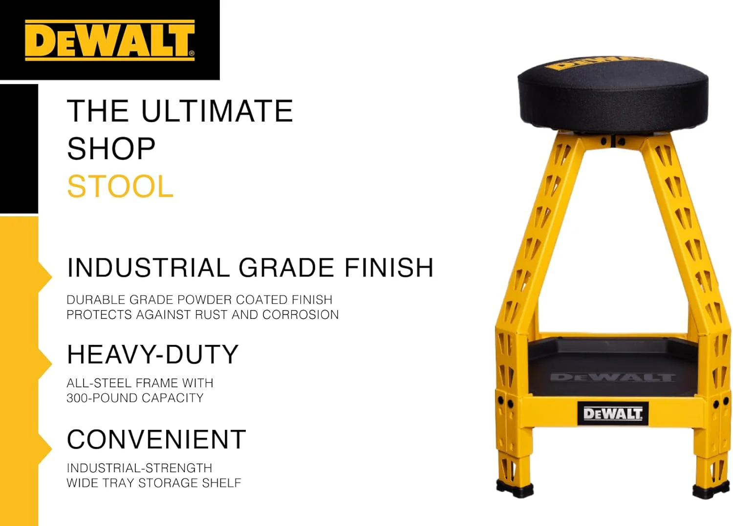 DEWALT DXSTFH030KD Work Bench Height Shop Stool - Image 7