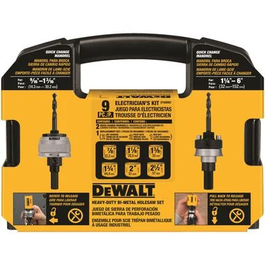 DEWALT (D180002) 9 Piece Electrician's Hole Saw Kit - Image 2