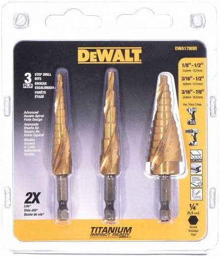 DEWALT DWA1790IR Step Drill Bit Set, 3-Piece - Image 4