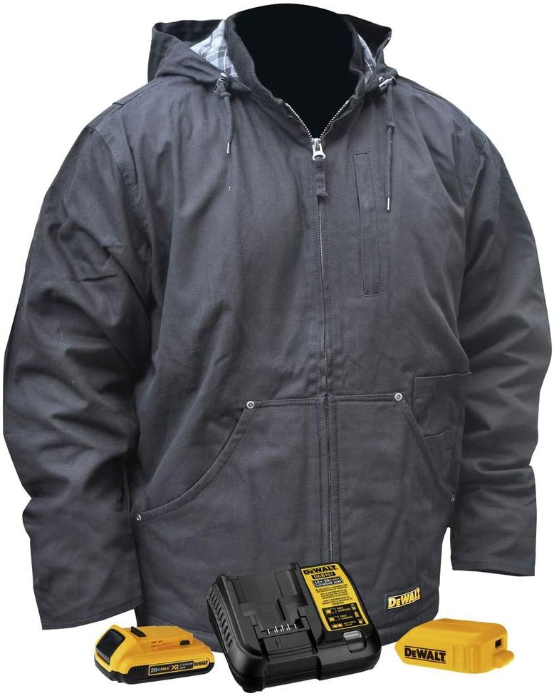 DEWALT Unisex Adult with 2.0ah Battery and Charger DEWALT Heated Heavy Duty Work Coat, Black, Size 2X - DCHJ076ABD1 - Image 2