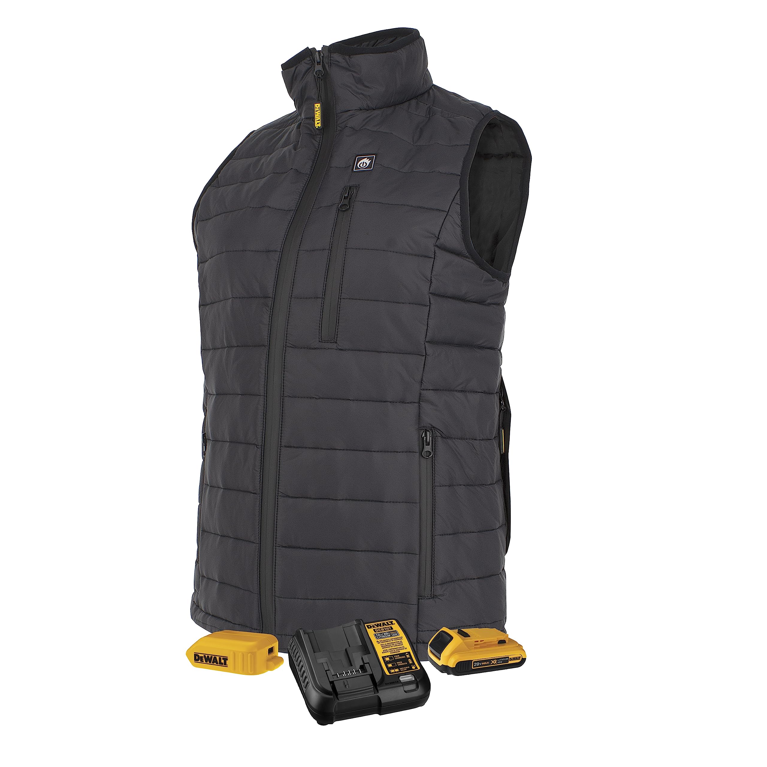 DEWALT Women's Standard Lightweight Puffer Heated Vest Kit, Black, Size 2X - DCHV094D1