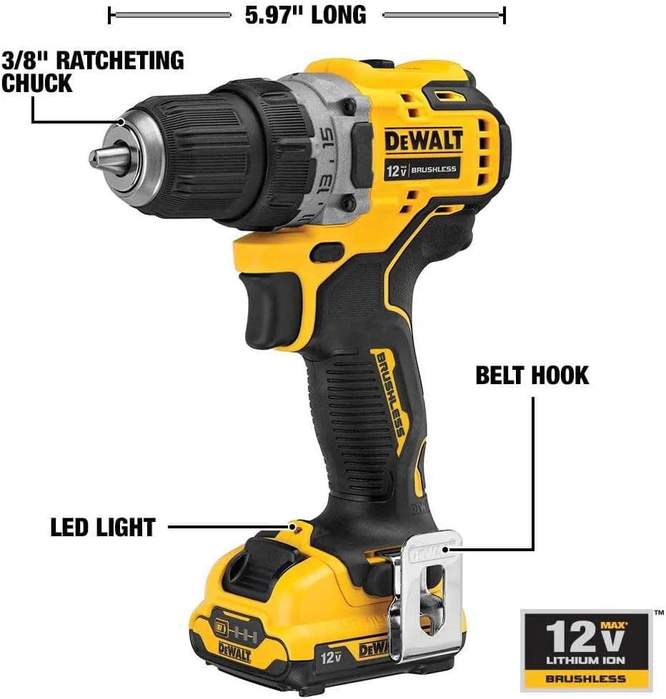 DEWALT DCD701F2 xtreme 12V MAX Cordless Drill/Driver Kit, 3/8-Inch, Special Feature Variable Speed - Image 3
