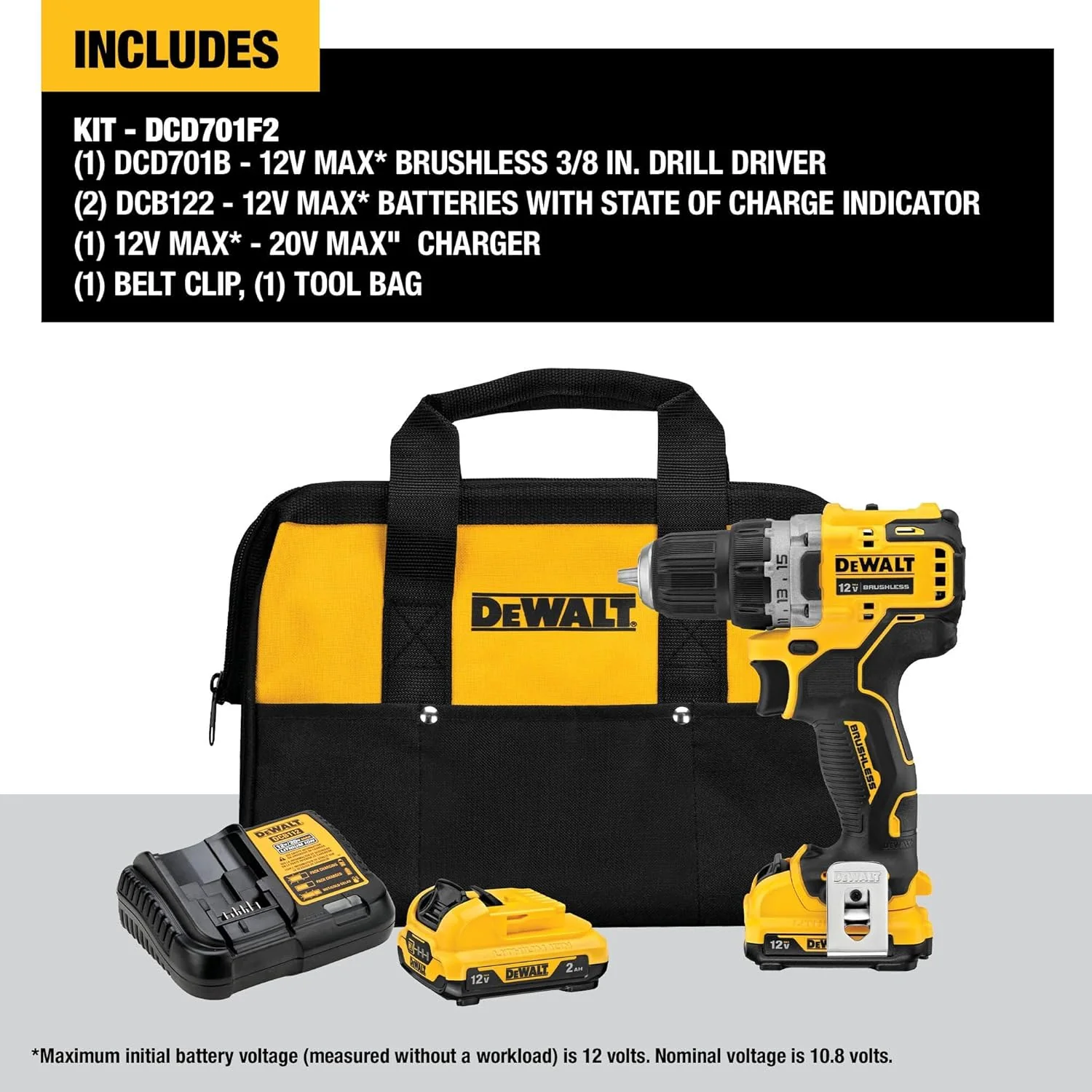 DEWALT DCD701F2 xtreme 12V MAX Cordless Drill/Driver Kit, 3/8-Inch, Special Feature Variable Speed - Image 6