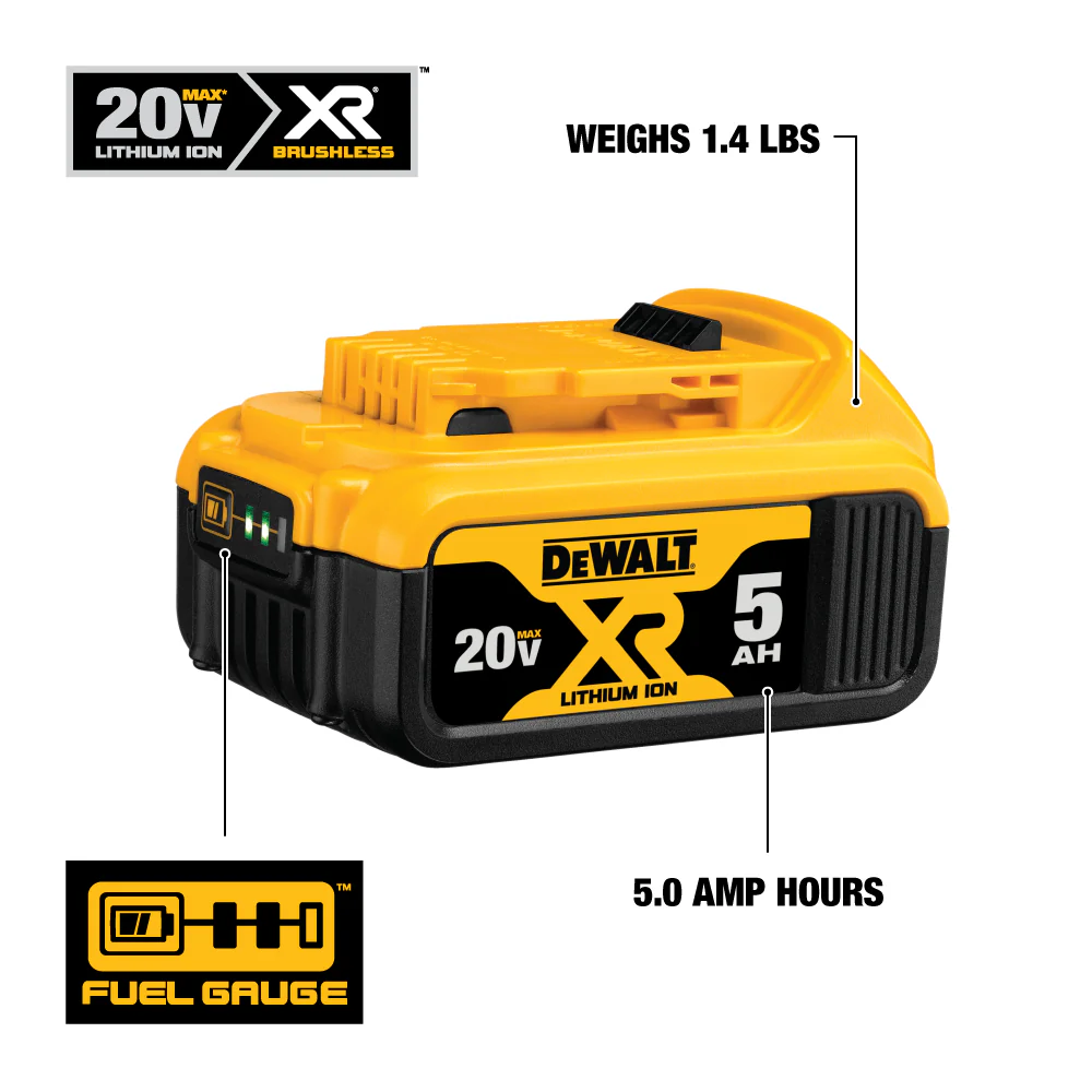 DeWALT 20V (DCB205-2) MAX Lithium-Ion 5.0Ah Battery (2-Pack) - Image 4