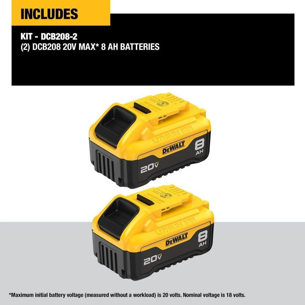 DEWALT (DCB208-2) 20V MAX XR Batteries, 8.0-Ah (Pack of 2) - Image 3