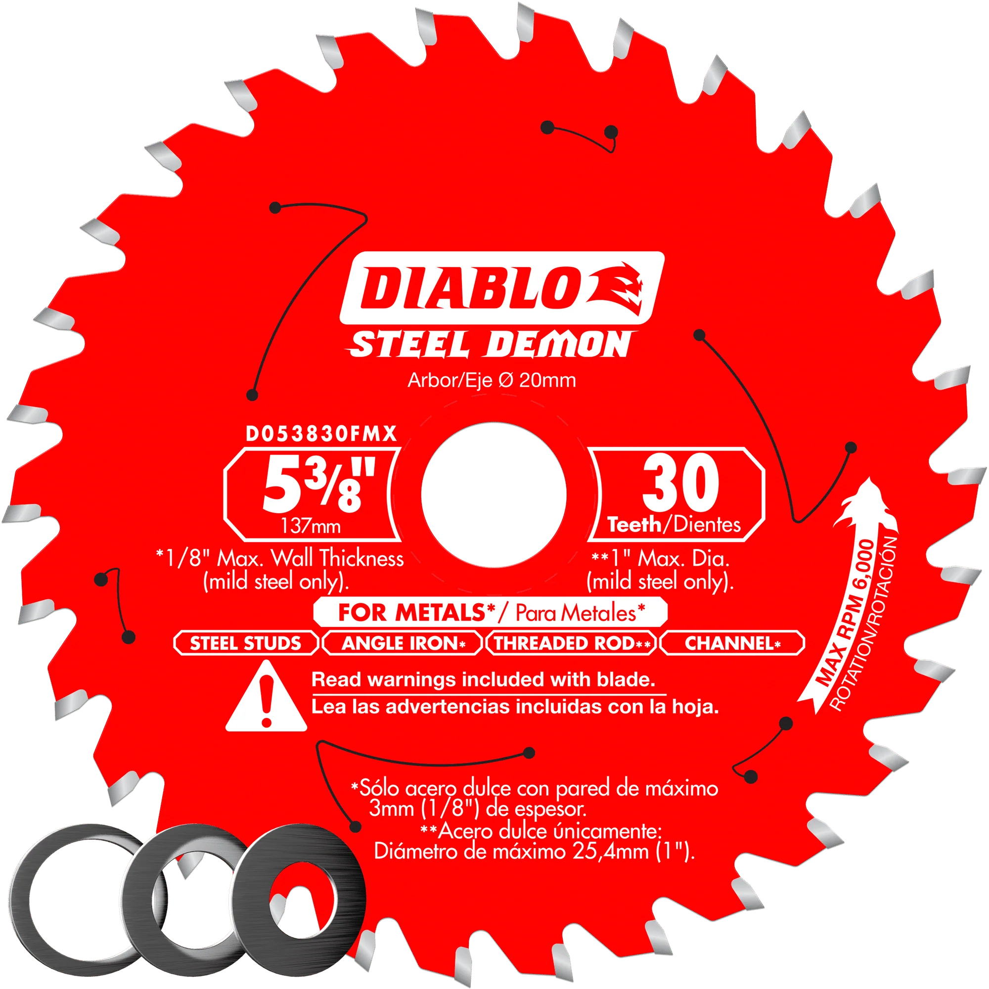 Diablo 5-3/8" x 30-Teeth Steel Demon Carbide Saw Blade for Medium Metal