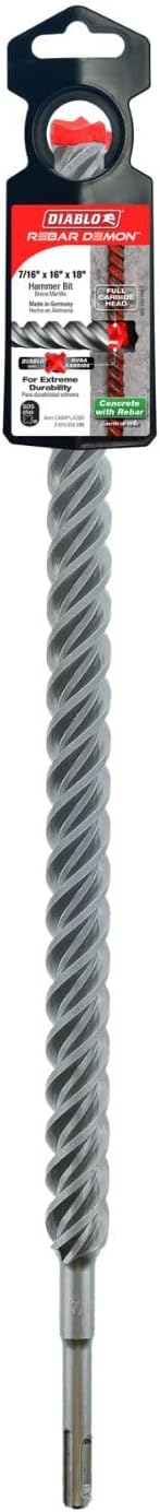 Diablo Rebar Demon SDS-Plus 4-Cutter Full Carbide Head Hammer Drill Bit for Concrete and Reinforced Materials - 7/8" Diameter, 18" Length, 16" Working Length - DMAPL4290 - Image 3