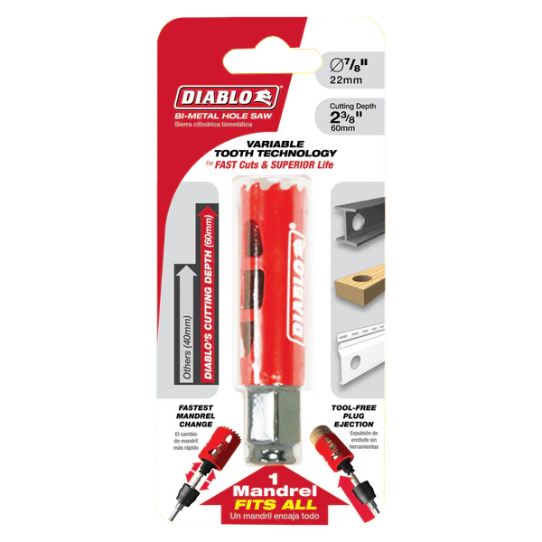 Diablo DHS0875 7/8 in. Bi-Metal Hole Saw with 2-3/8 in. Cutting Depth - Image 2