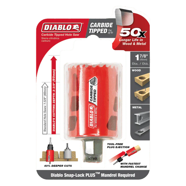 Diablo DHS1875CT 1-7/8 in. Carbide Hole Saw with 2-3/8 in. Cutting Depth - Image 2