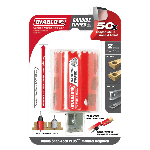 Diablo DHS2000CT 2 in. Carbide Hole Saw with 2-3/8 in. Cutting Depth - Image 2