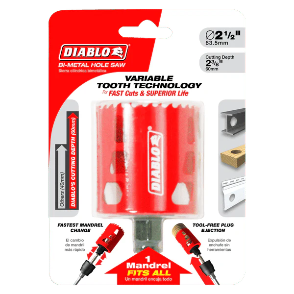 Diablo DHS2500 2-1/2 in. Bi-Metal Hole Saw with 2-3/8 in. Cutting Depth - Image 2