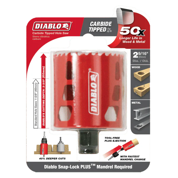 Diablo DHS2563CT 2-9/16 in. Carbide Hole Saw with 2-3/8 in. Cutting Depth - Image 2