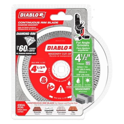 Diablo Diamond Continuous Rim Masonry Cut-Off Disc for Granite, Marble, Porcelain and Tile - 4-1/2" Diameter, 1.4mm Kerf, 13280 Max RPM - DMADC0450 - Image 2