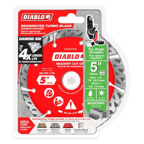 Diablo Diamond Segmented Turbo Masonry Cut-Off Blade for Concrete, Brick and Block - 5" Diameter, 2.4mm Kerf, 12200 Max RPM - DMADST0500 - Image 2