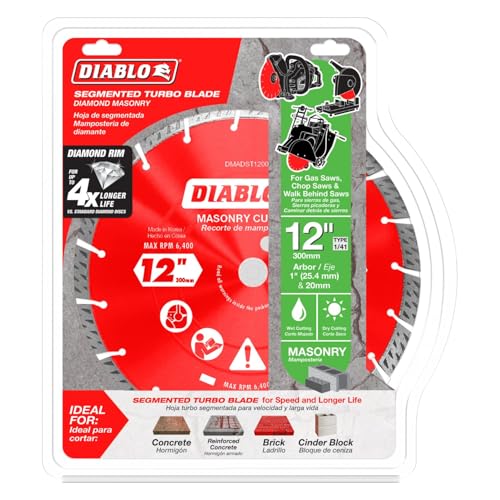 Diablo Diamond Turbo Masonry Cut-Off Blade for Concrete, Brick and Block - 12" Diameter, 2.8mm Kerf, 6400 Max RPM - DMADST1200 - Image 2