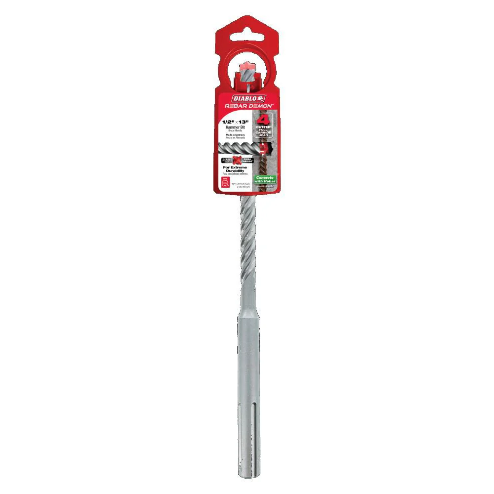 Diablo 1/2" x 8"x 13" Rebar Demon SDS-Max 4-Cutter Full Carbide Head Hammer Bit - Image 2