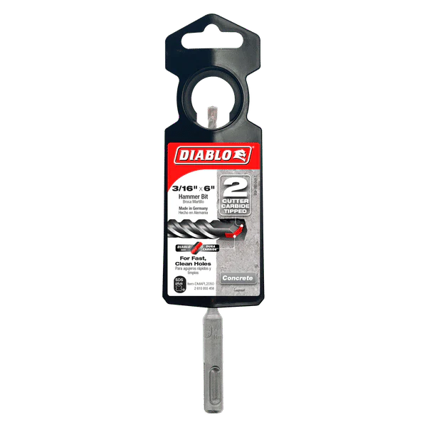Diablo DMAPL2050 3/16" x 4" x 6" SDS-Plus 2-Cutter Carbide-Tipped Hammer Drill Bit - Image 2