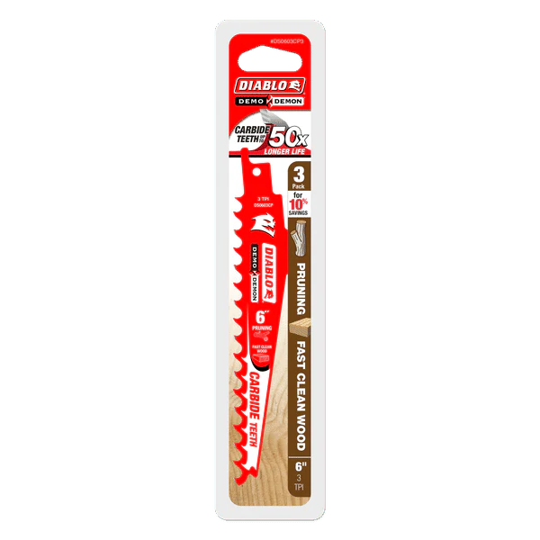 Diablo DS0603CP3 6" Carbide-Tip Pruning and Clean Wood Blade, 3 TPI (Pack of 3) - Image 2