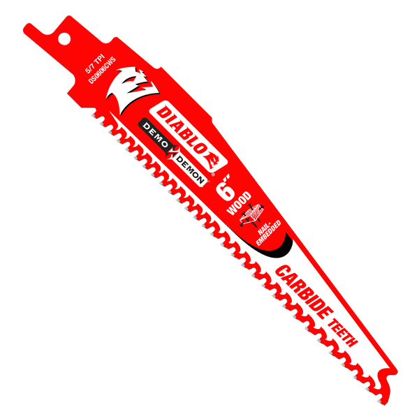 Diablo DS0606CWS3 6" Demo Demon Carbide Recip Blade for Nail-Embedded Wood, 5/7 TPI (Pack of 3)