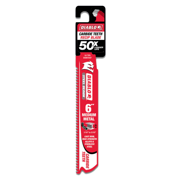 Diablo DS0610CF 6" Steel Demon Carbide Recip Blades for Medium Metal Cutting, 10 TPI - Image 2
