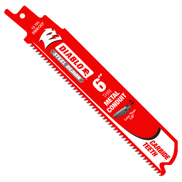 Diablo DS0612CF3 6" Steel Demon Carbide Recip Blades for Medium Metal Cutting, 12 TPI (Pack of 3)