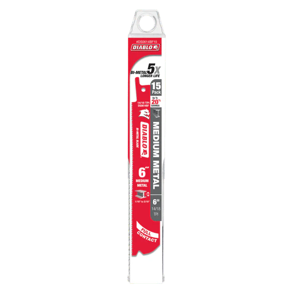 Diablo DS0614BF15 6" Bi-Metal Recip Blade for Medium Metal Cutting, 14/18 TPI (Pack of 15) - Image 2
