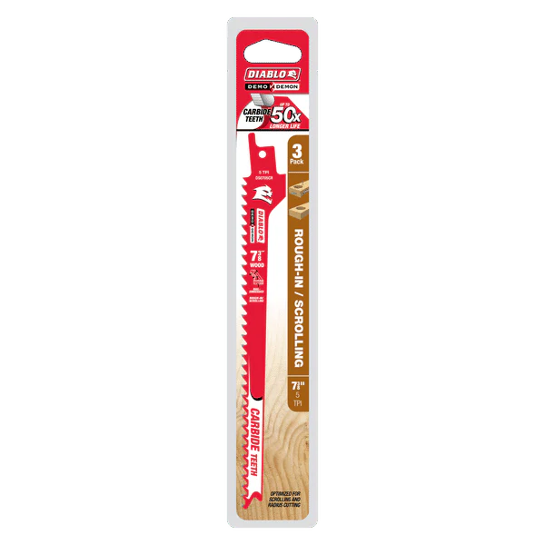 Diablo DS0705CWR3 7-3/8" Demo Demon Carbide Teeth Reciprocating Saw Blade, 5 TPI (Pack of 3) - Image 2