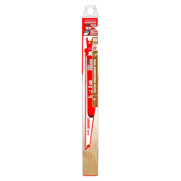 Diablo DS0906CWS10 9" Demo Demon Carbide Recip Blade for Nail-Embedded Wood, 5/7 TPI (Pack of 10) - Image 2