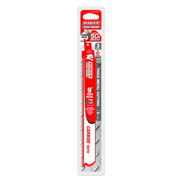 Diablo DS0908CF3 9" Steel Demon Carbide Blades for Thick Metal Cutting, 8 TPI (Pack of 3) - Image 2