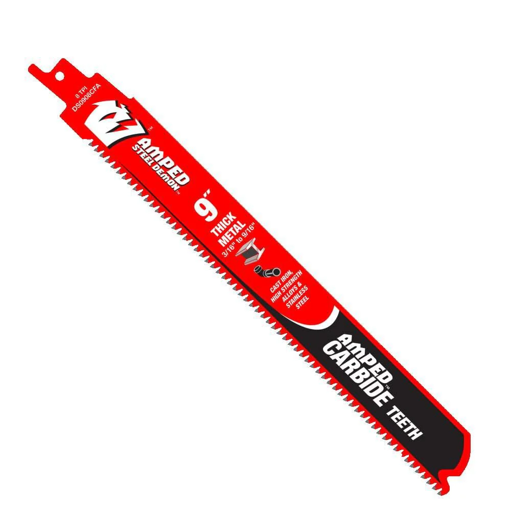 Diablo DS0908CFA10 9" 8TPI Amped Steel Demon Carbide Teeth Reciprocating Saw Blade for Thick Metal