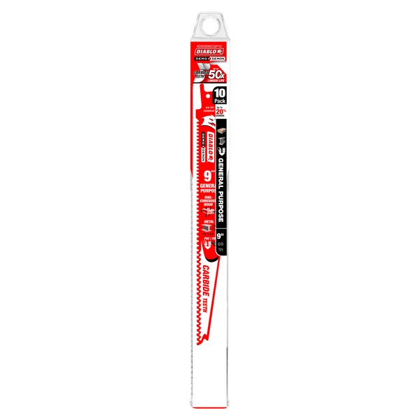 Diablo DS0909CGP10 9" Demo Demon Carbide General Purpose Recip Blades, 6/9 TPI (Pack of 10) - Image 2