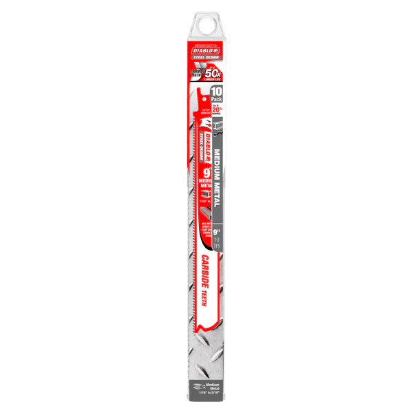 Diablo DS0910CF10 9" Steel Demon Carbide Recip Blades for Medium Metal Cutting, 10 TPI (Pack of 10) - Image 2