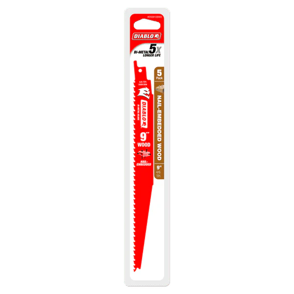 Diablo DS0912BW5 9" Bi-Metal Recip Blade for Nail Embedded Wood, 4/6 TPI (Pack of 5) - Image 2