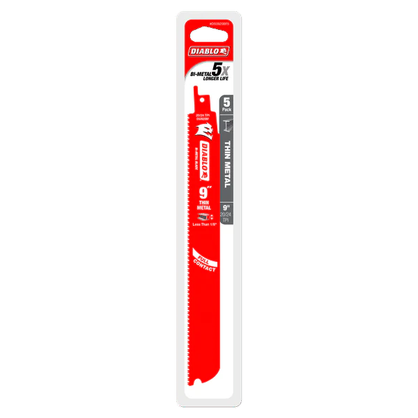 Diablo DS0920BF5 9" Bi-Metal Recip Blade for Thin Metal, 20/24 TPI (Pack of 5) - Image 2