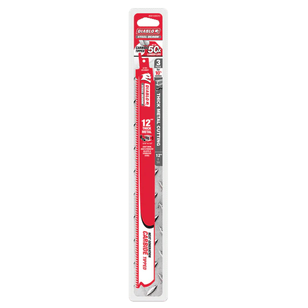 Diablo DS1208CF3 12" Steel Demon Carbide Blades for Thick Metal Cutting, 8 TPI (Pack of 3) - Image 2