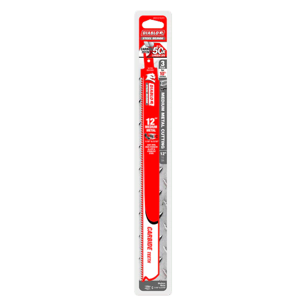 Diablo DS1210CF3 12" Steel Demon Carbide Recip Blades for Medium Metal Cutting, 10 TPI (Pack of 3) - Image 2